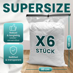 myHodo Vakuumierbeutel Kleidung Extra Groß XXL (6 Stück, 80x120 cm)