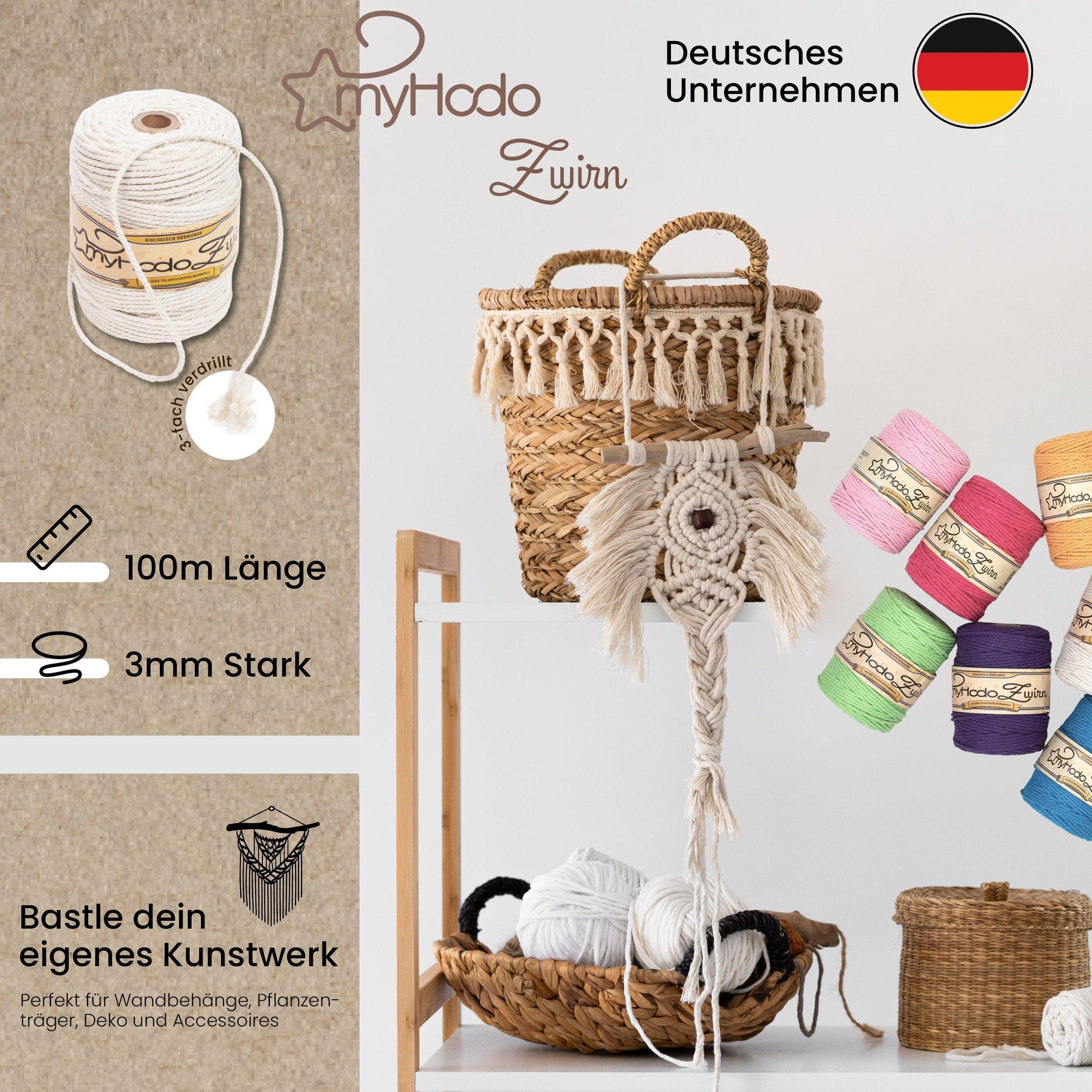 Baumwollgarn Premium Makramee Garn (Gelb) von myHodo - OEKO-TEX Baumwolle