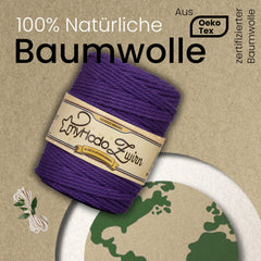 Baumwollgarn Premium Makramee Garn (Lila) von myHodo - OEKO-TEX Baumwolle
