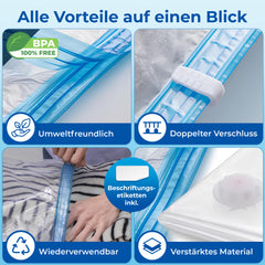 myHodo Vakuumierbeutel Kleidung Extra Groß XXL (6 Stück, 80x120 cm)