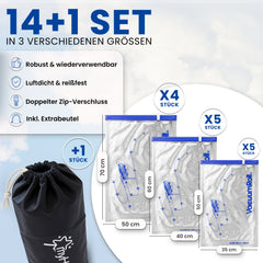 myHodo Reise Vakuumbeutel zum Rollen (14+1 Stk, versch. Größen)