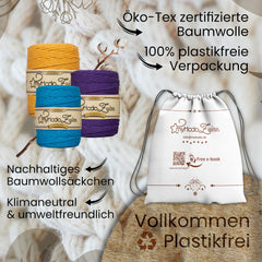 Baumwollgarn Makramee Garn 3mm aus 100% OEKO-TEX Baumwolle myHodo (Natur)