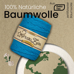 Baumwollgarn Premium Makramee Garn (Blau) von myHodo - OEKO-TEX Baumwolle