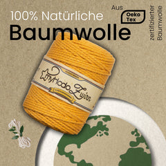Baumwollgarn Premium Makramee Garn (Gelb) von myHodo - OEKO-TEX Baumwolle