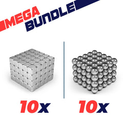MEGA BUNDLE neodymium magnetic balls & magnetic cubes 5mm - pack of 20 with 2000 magnets